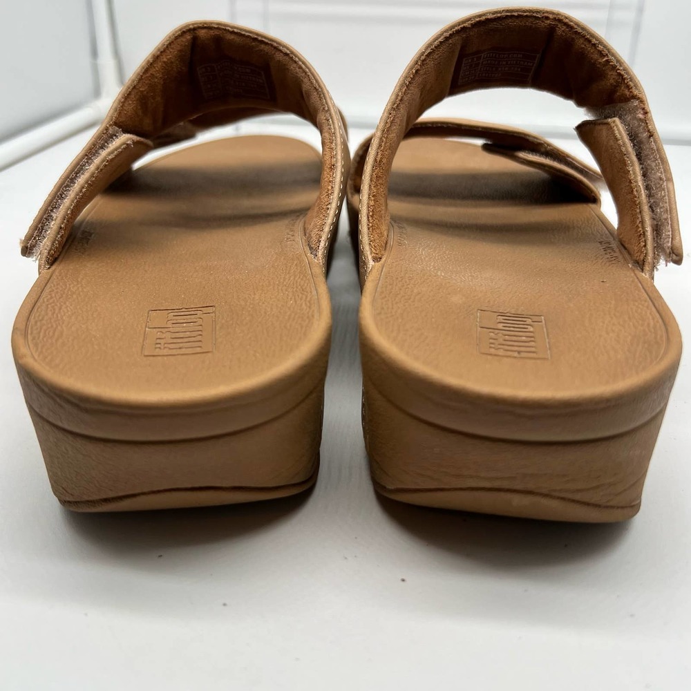 Fitflop Women's Tan Leather Dual-Strap Slide Sandals - Picture 5 of 8